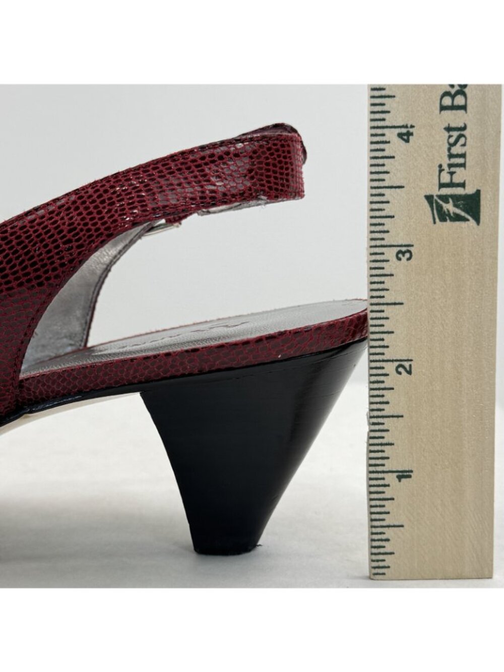 Anne Klein AK Sindri Slingback Heels Womens Size 9.5M Red Snakeskin Peep Toe - Picture 10 of 12